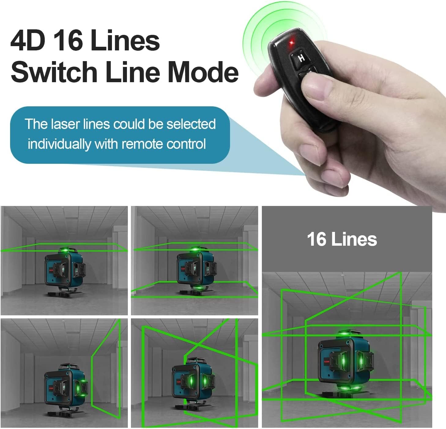 Nivel láser autonivelante de 131.2 ft, línea láser verde cruzada de 4 x 360, niveles láser de línea de modo de pulso, autonivelante horizontal y
