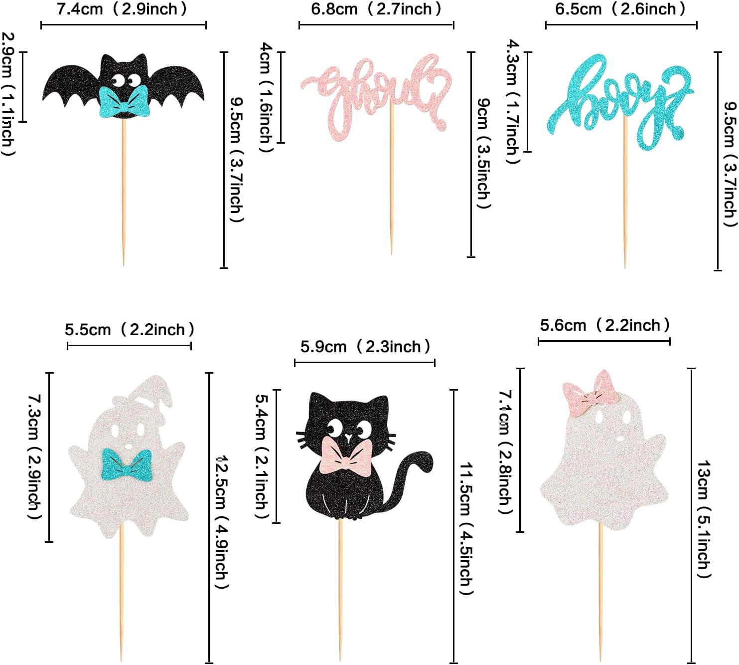 24 piezas de decoración para cupcakes de Halloween para niños o niñas, fantasma, calabaza, uno espeluznante, uno espeluznante, para cupcakes, araña,