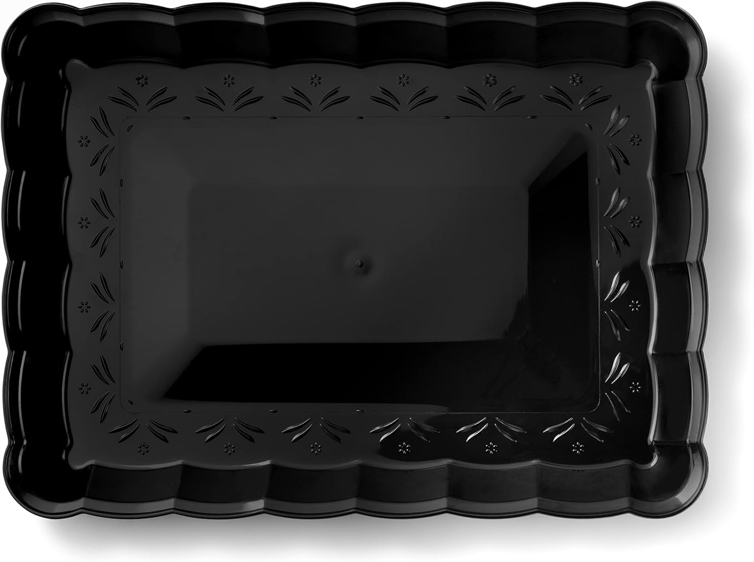 Bandejas de plástico para servir de 9 x 13 pulgadas, paquete de 4 bandejas de fiesta negras duraderas – Bandeja desechable para servir alimentos –