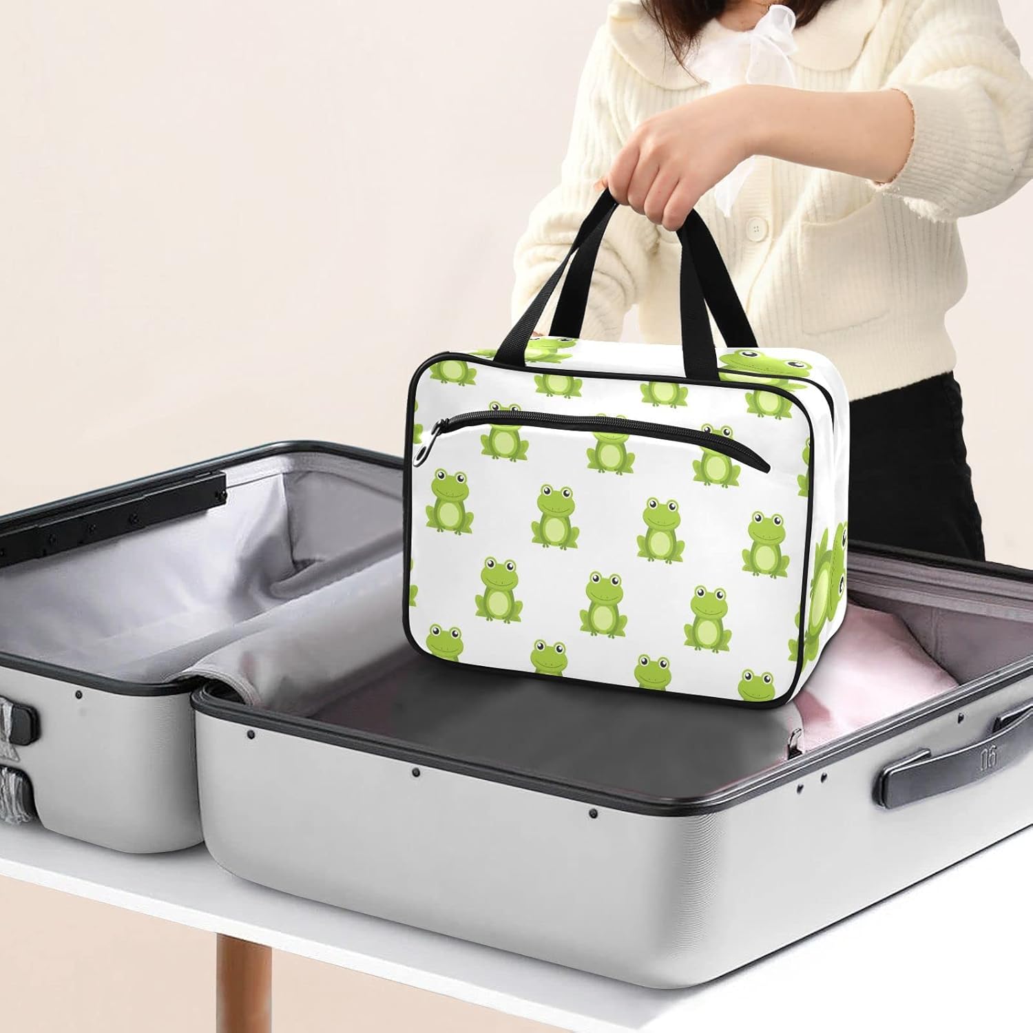 Neceser para mujer, organizador de maquillaje de viaje con gancho para colgar, bolsas de cosméticos para mujeres y hombres, bolsa de viaje para