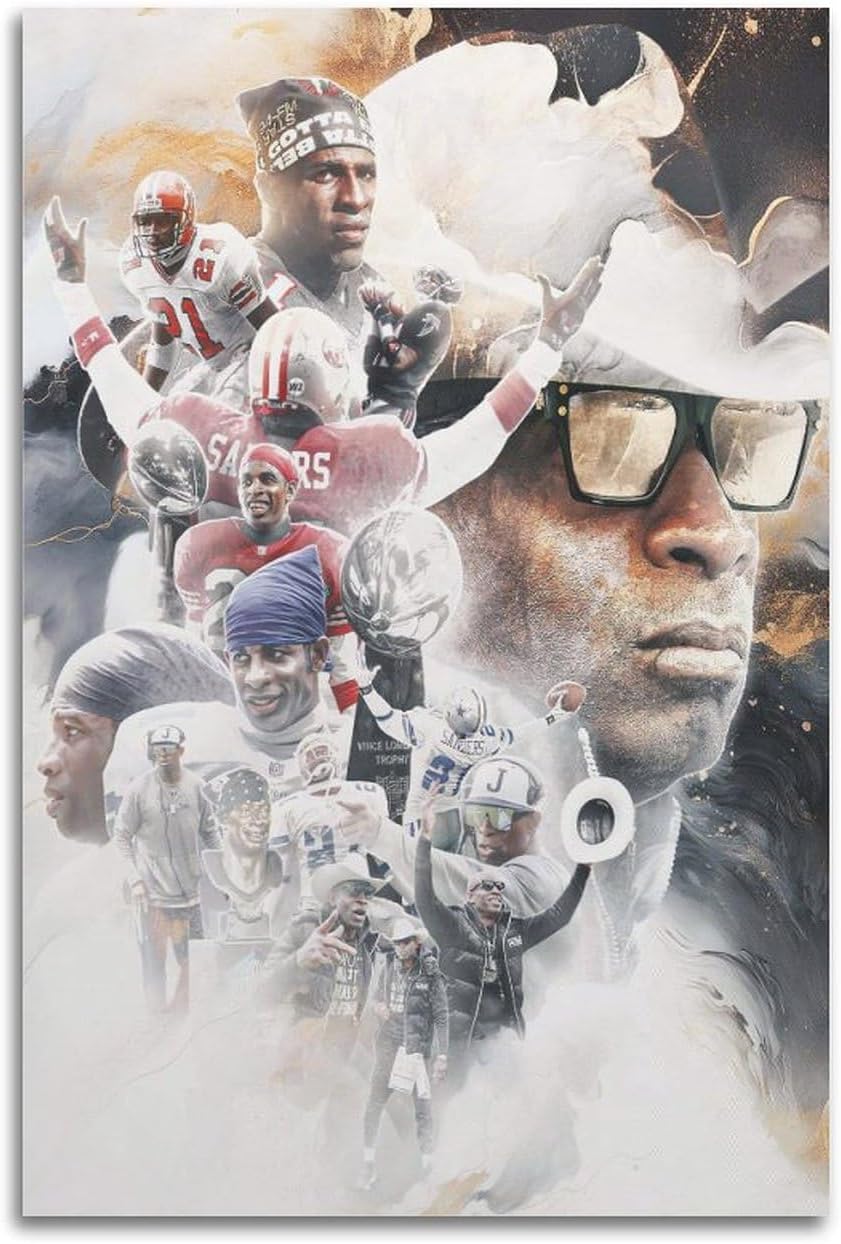 KLuein Deion Sanders – Póster artístico, pintura en lienzo, arte de pared, decoración moderna, 24 x 36 pulgadas (23.6 x 35.4 in)