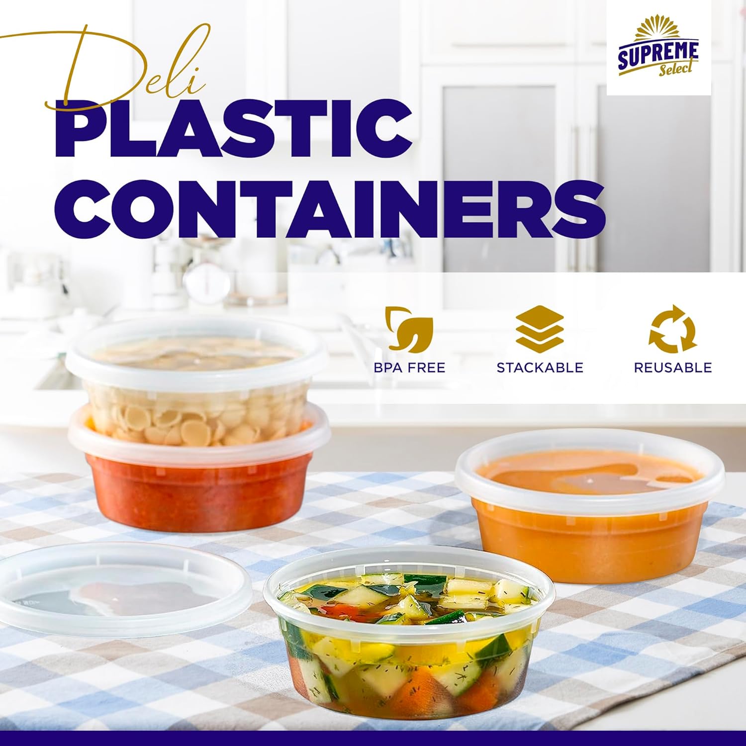 Recipientes de almacenamiento de plástico con tapas paquete de 48 de 16 onzas  Contenedores de alimentos reutilizables para el hogar y negocios