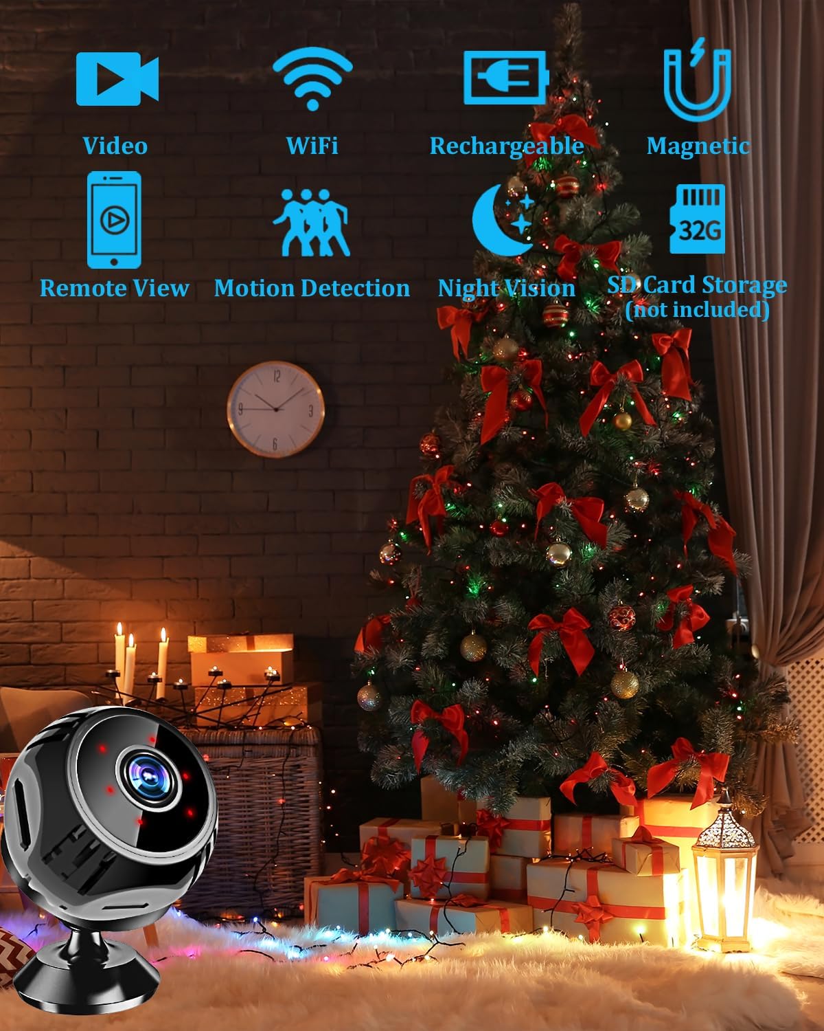 BZZCAM Mini cámara espía oculta WiFi cámara de vigilancia inalámbrica niñera cámara de seguridad para el hogar cámara interior 1080P pequeña