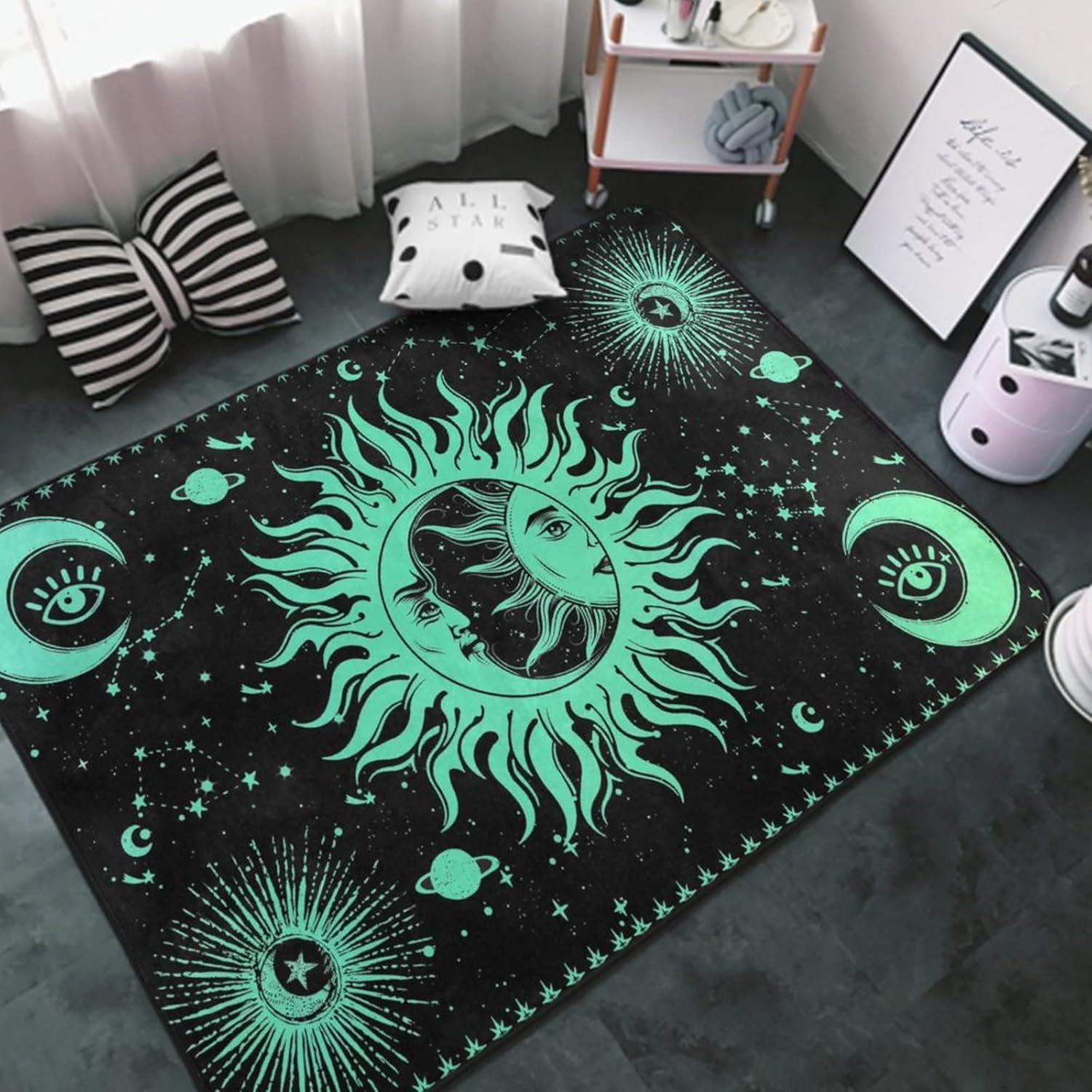 Alfombra de área ultra suave para puerta, alfombra gruesa y acogedora para sala de estar, dormitorio, oficina, alfombra de área a la moda, verde,