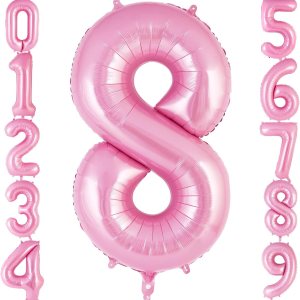 Globo rosa del número 8 de 40 pulgadas, globos grandes de aluminio con helio, globos gigantes gigantes de Mylar número 8 para fiestas de cumpleaños Globo rosa del número 8 de 40 pulgadas, globos grandes de aluminio con helio, globos gigantes gigantes de Mylar número 8 para fiestas de cumpleaños