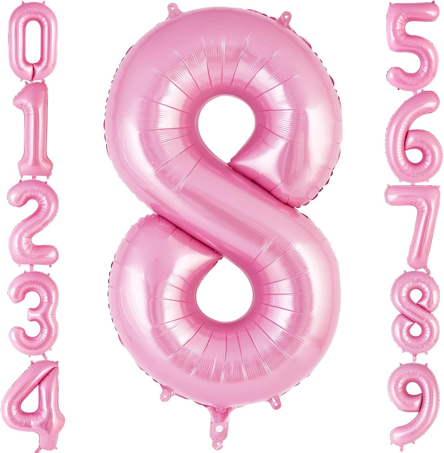 Globo rosa del número 8 de 40 pulgadas, globos grandes de aluminio con helio, globos gigantes gigantes de Mylar número 8 para fiestas de cumpleaños