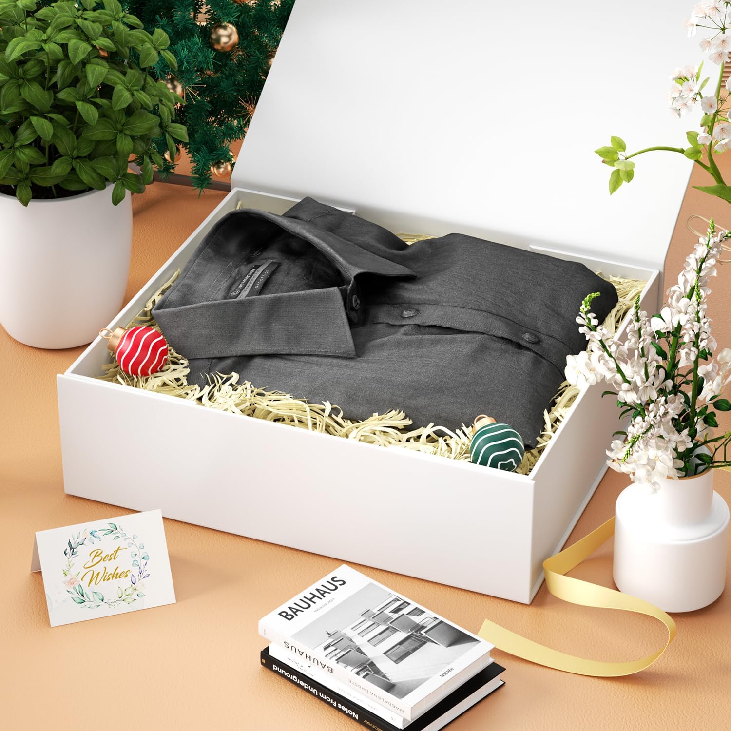PSHVYM Cajas de regalo con tapas, 11.5 x 7.8 x 3 pulgadas, caja de regalo blanca para regalos, cierre magnético para camisetas, guantes, bufandas,