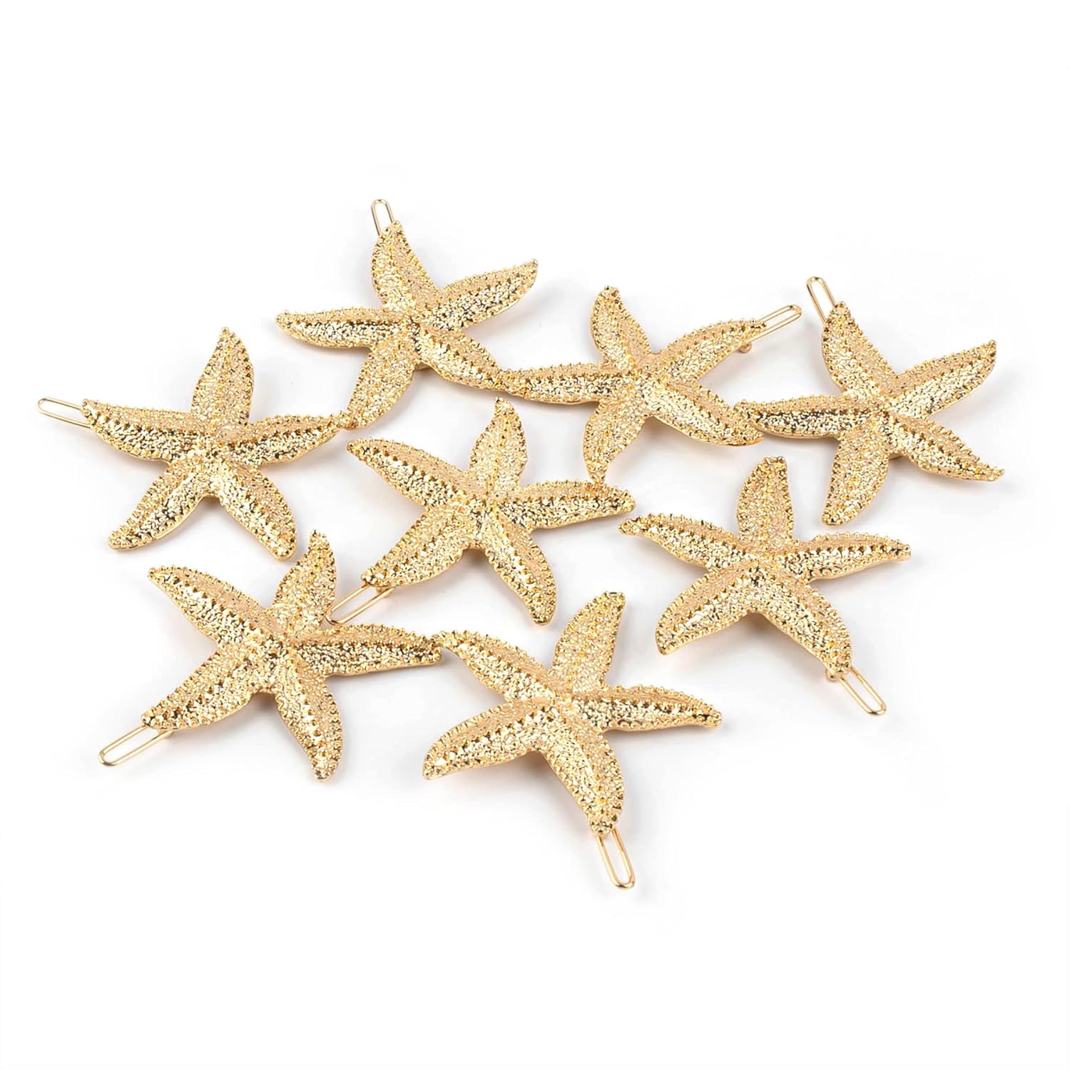 Framendino, Paquete de 8 pinzas para el cabello de estrella de mar, horquilla de sirena para mujeres y niñas, color dorado