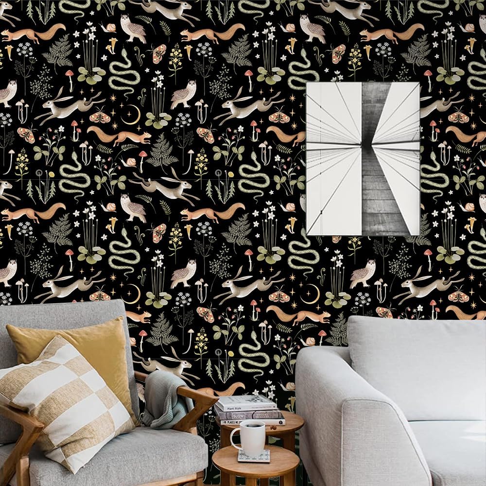 Papel tapiz autoadhesivo con diseño de animales coloridos, ardilla, búho, serpiente, conejo, extraíble, impermeable, papel de contacto decorativo,