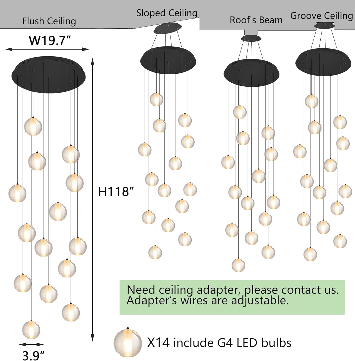 Candelabros modernos de 137 pulgadas para comedor, entrada, luces LED regulables, lámpara de techo alto para sala de estar, vestíbulo, escalera,