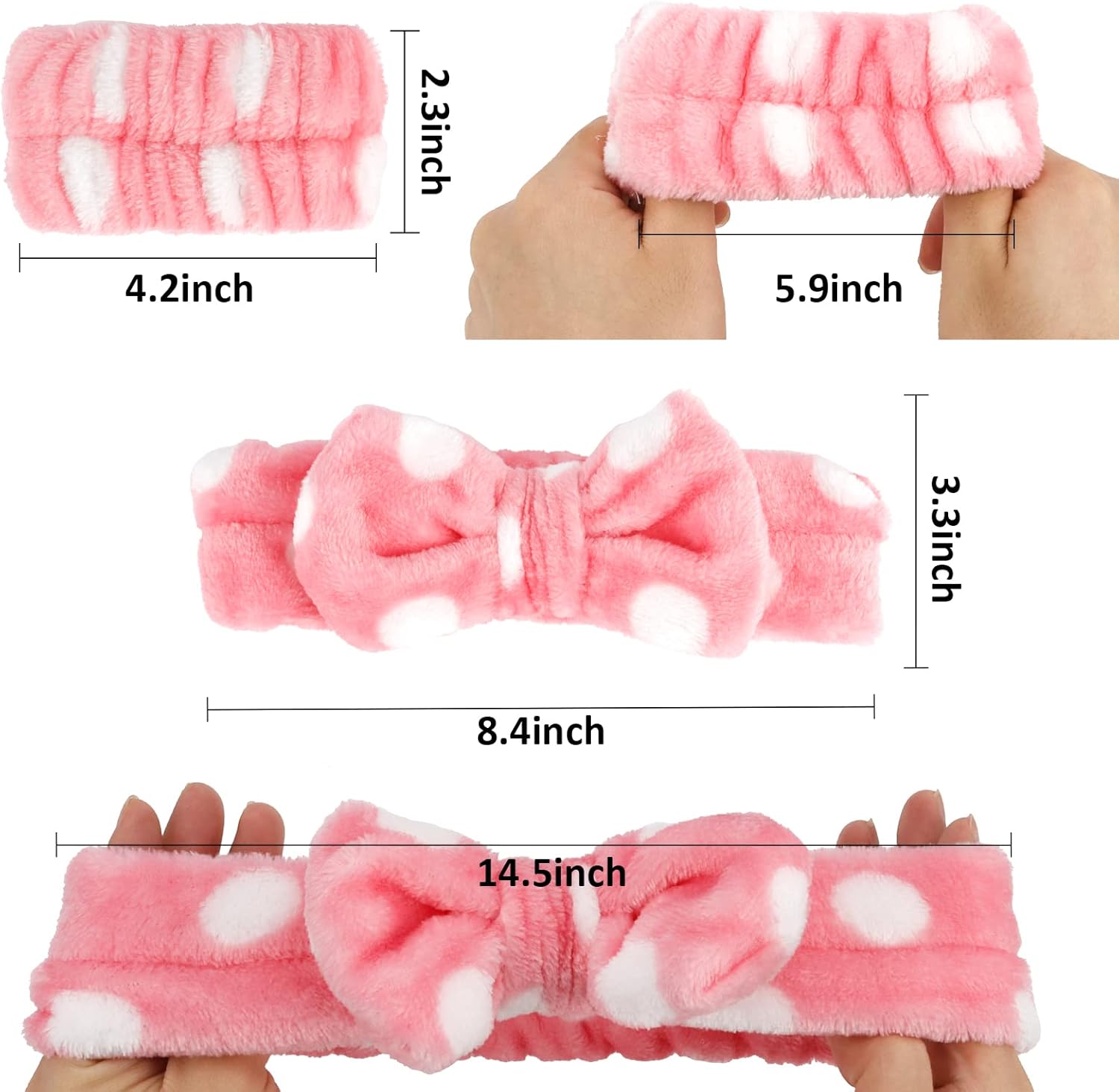 WHAVEL Juego de 6 diademas y muñequeras de spa, diadema para lavado de cara, para el cuidado de la piel, para lavar la cara