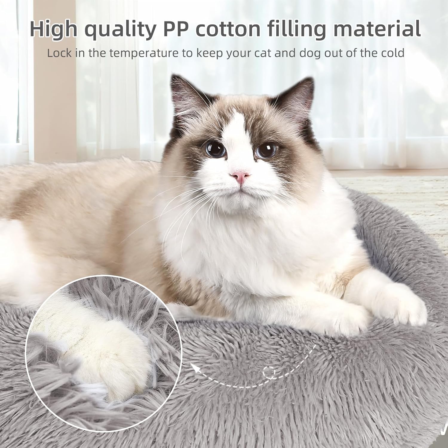 Cama para gatos de interior, cama relajante de felpa suave y relajante de 20 pulgadas para gatos o perros pequeños, medianos y pequeños, cama