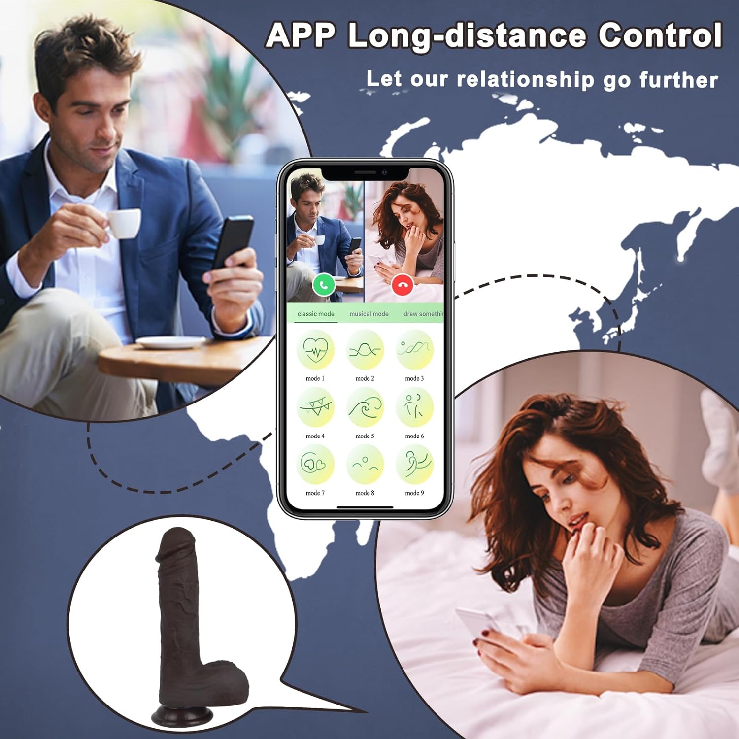 Consolador de empuje de 8.9 pulgadas, juguetes sexuales para mujeres, consoladores realistas con control remoto con aplicación con 9 vibraciones y 3