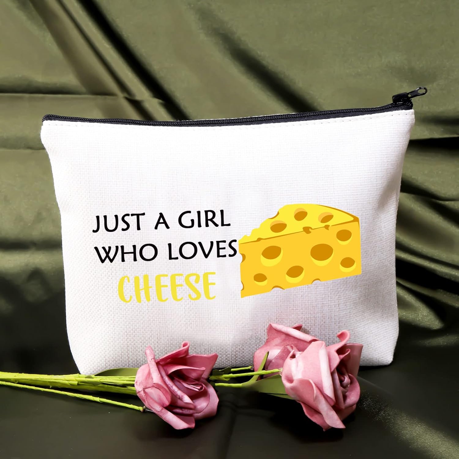 BDPWSS Regalos de queso para mujeres, regalos para amantes del queso, simplemente una chica que ama el queso, bolsa de cosméticos para amantes de la
