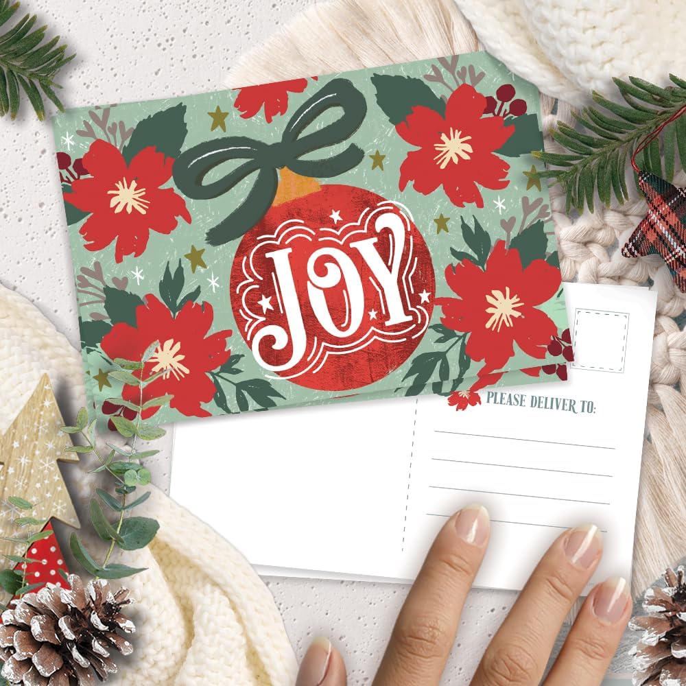 m&h invites Postales navideñas de estilo vintage, felicitaciones navideñas  Tarjetas postales de alegría  50 unidades