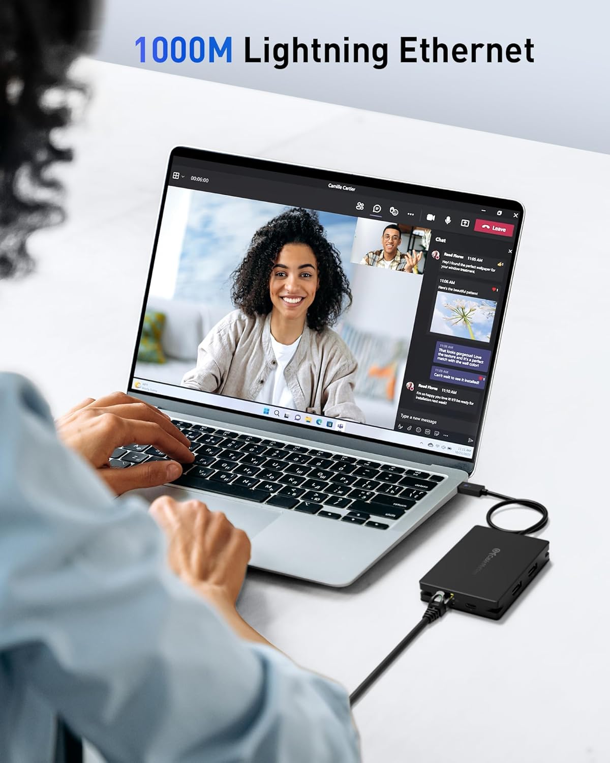 Cable Matters Hub USB 4 portátil 8 en 1 de 40 Gbps (base USB 4) Dual DisplayPort 4K60Hz, DP único 4K a 240 Hz8K a 60 Hz, 100 W PD, Gigabit Ethernet,