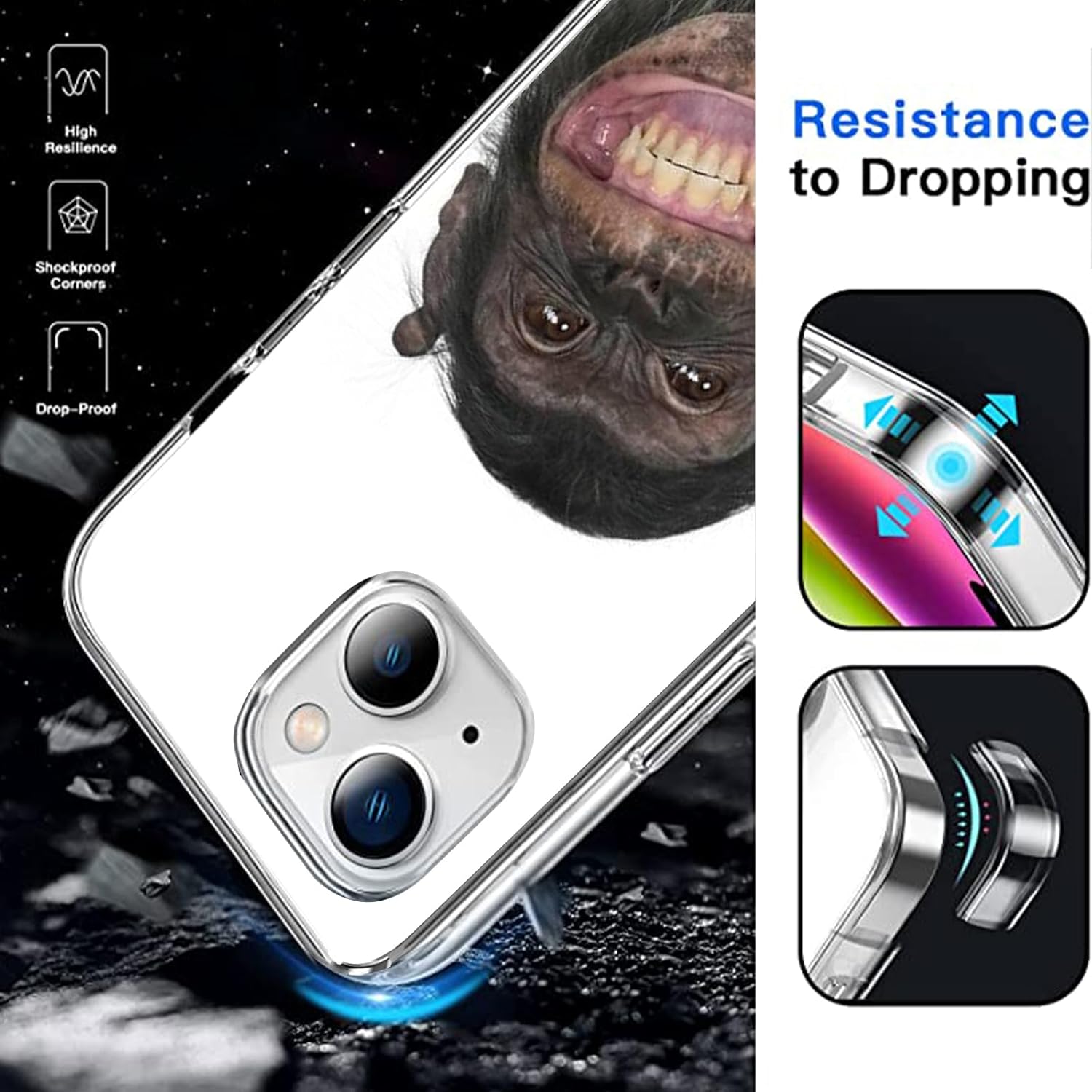 Funda compatible con iPhone 15 Plus, divertida funda protectora de TPU a prueba de golpes para niñas y mujeres