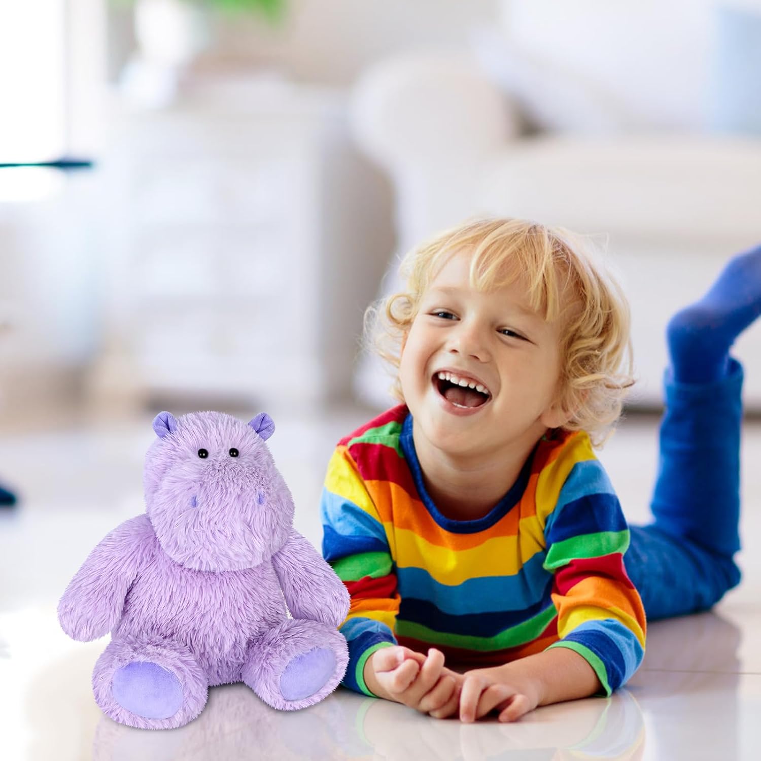 Peluches de hipopótamo calentables, almohadillas térmicas para microondas para calambres, alivio del dolor y el estrés, felpa hipopótamo calentable