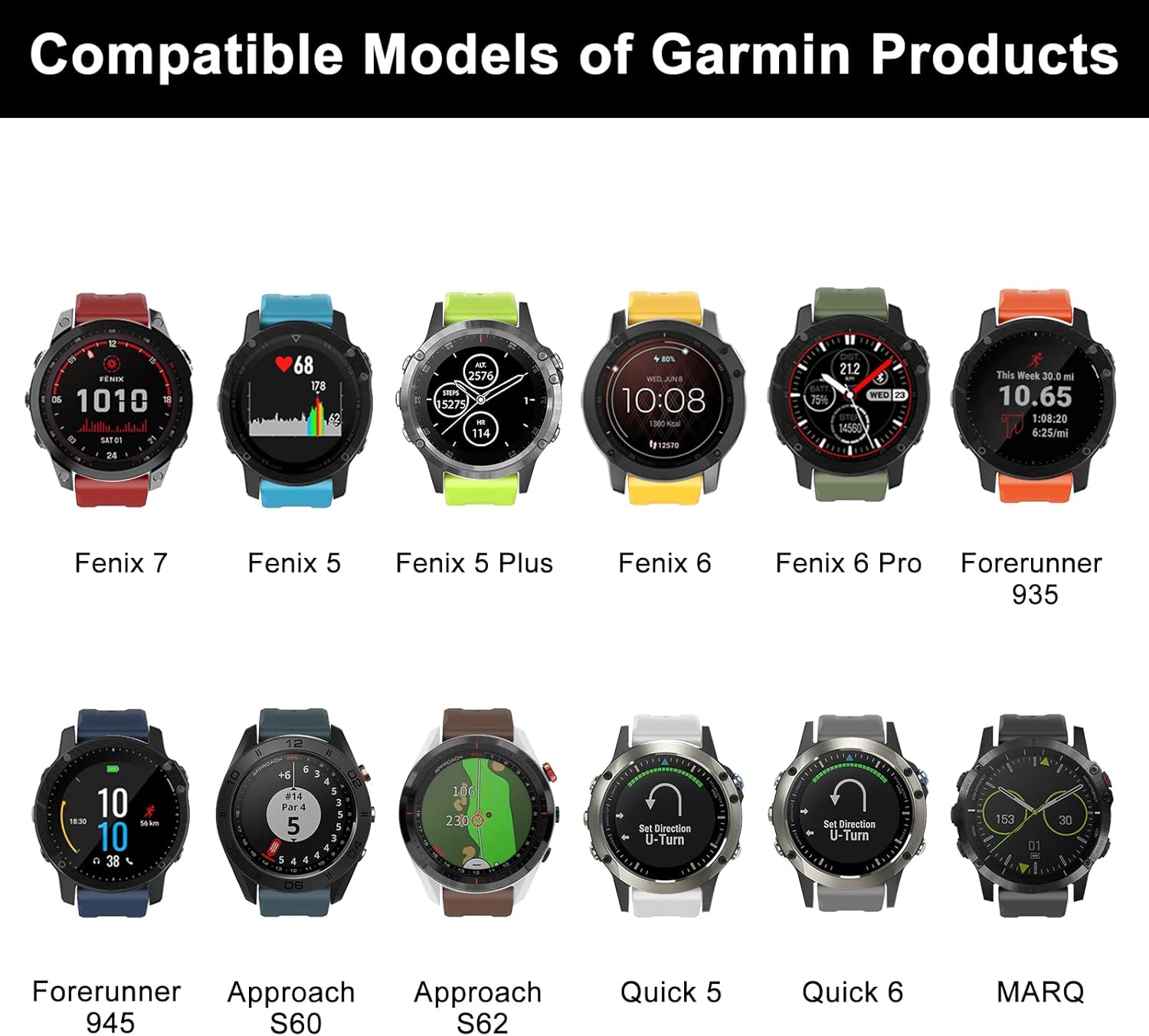 OVERSTEP Compatible con la correa de reloj Fenix 7, correa de reloj de silicona suave de 0.866 pulgadas de ancho para reloj inteligente Garmin Fenix