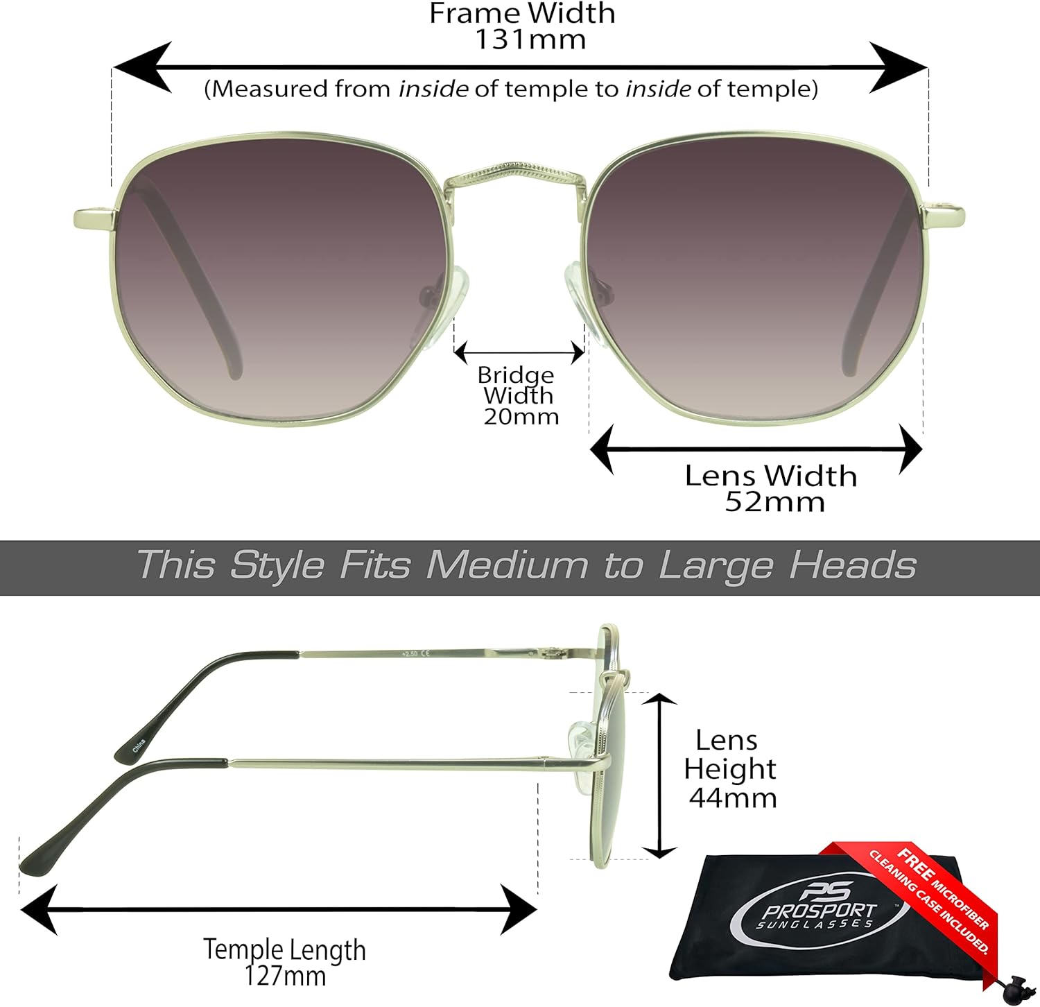 proSPORT Gafas de sol de lectura tintadas con lente completa degradada, lentes solares, patillas con bisagras, hombres y mujeres, no BIFOCAL