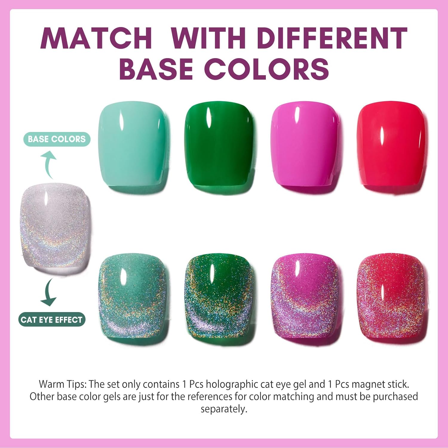 Makartt Lámpara de uñas LED UV, mini luz UV para uñas de gel, paquete con gel universal de ojo de gato arco iris, esmalte NALI de 0.3 fl oz (0.3 fl