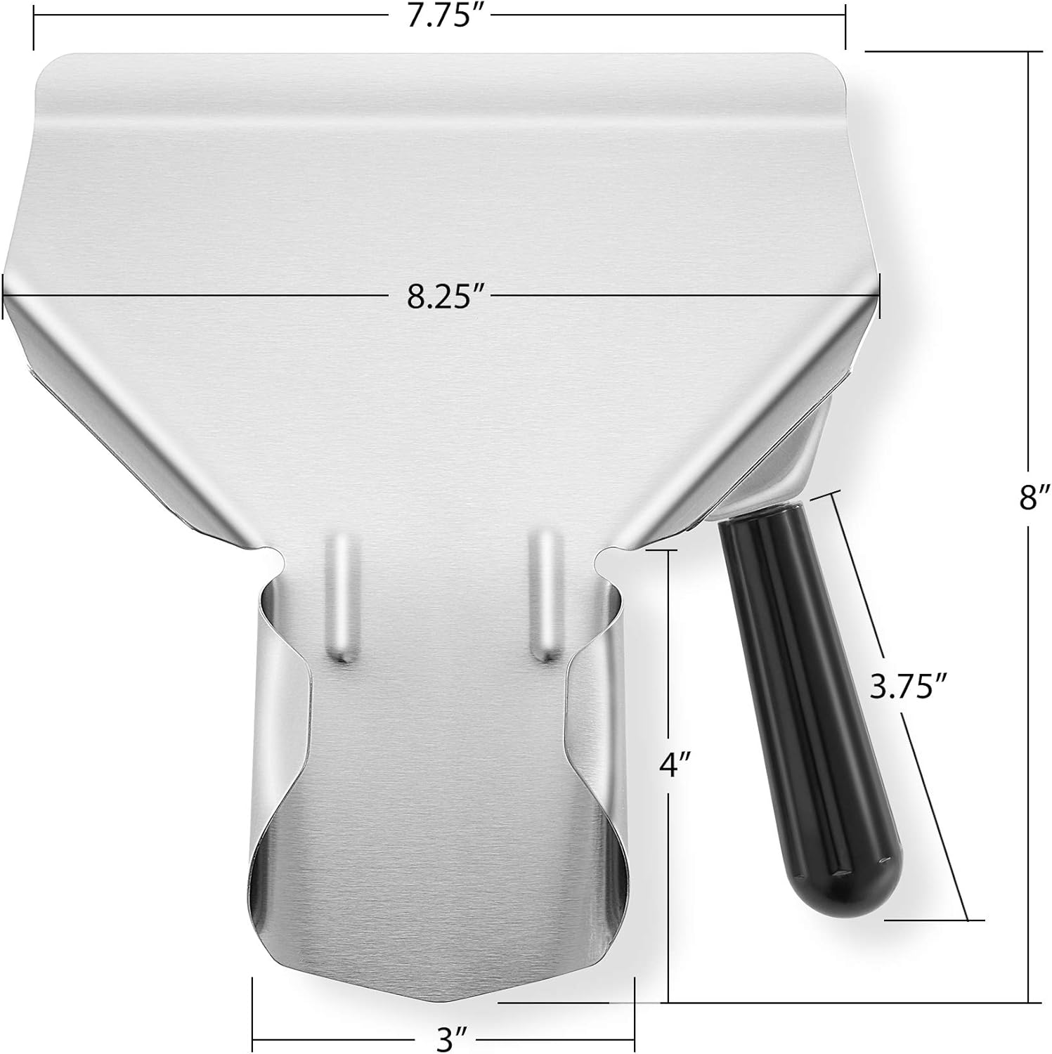 Olde Midway Cuchara para papas fritas de acero inoxidable con mango derecho – cuchara comercial para freír