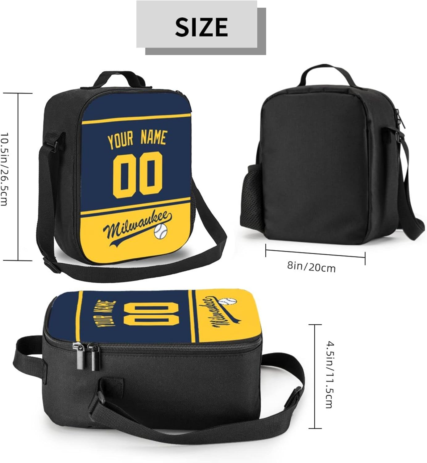 Milwaukee – Lonchera térmica personalizada con cualquier nombre y cualquier número, regalos personalizados para niños, hombres y mujeres