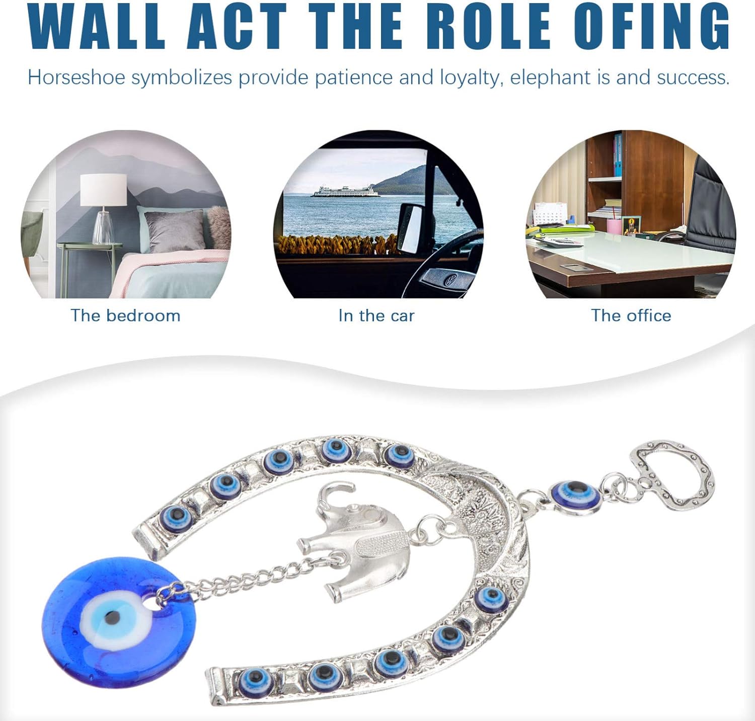 Artibetter 2 piezas de dije de ojo azul para ventana, decoración del tablero de instrumentos de vidrio, decoración del hogar, amuleto de ojo turco,