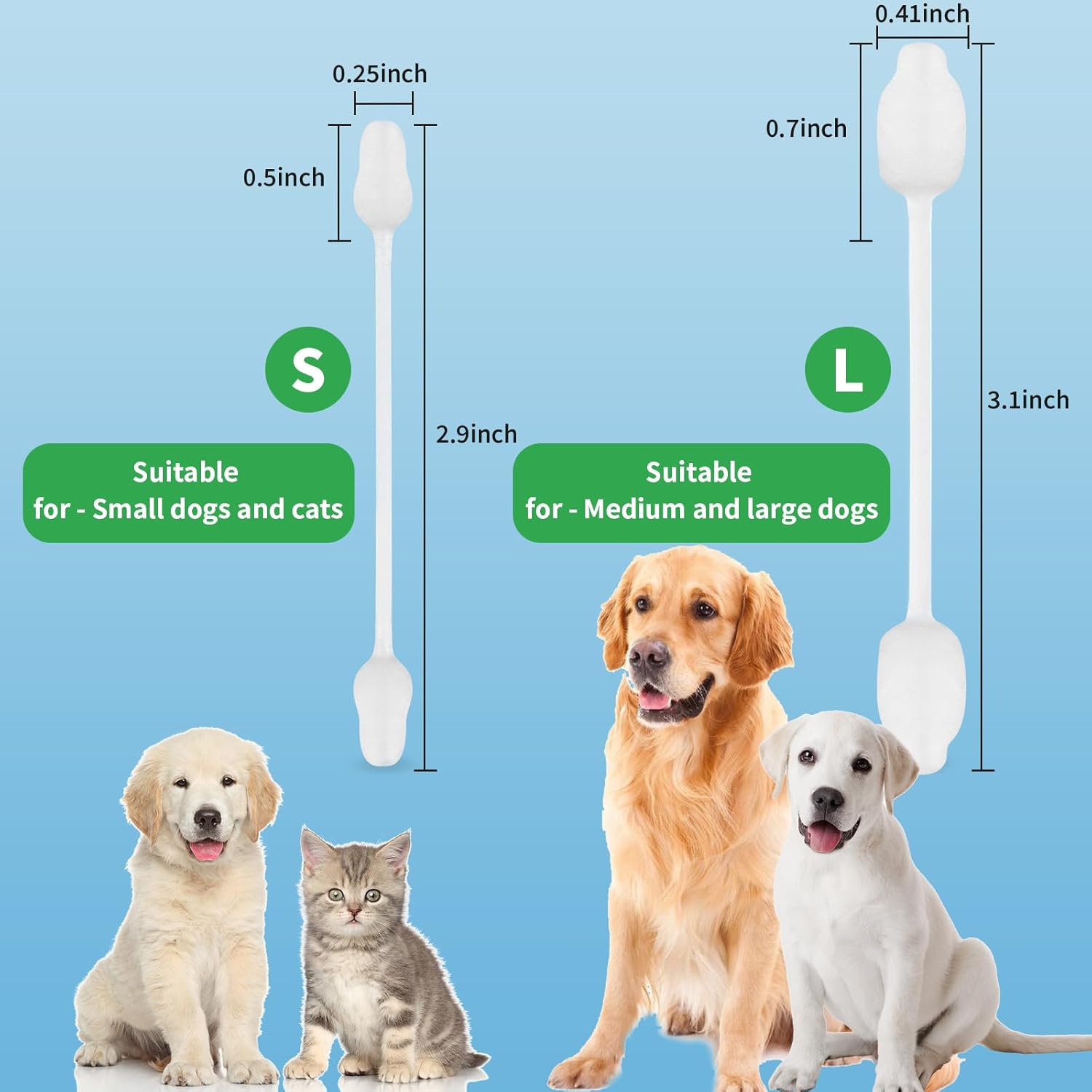 VinTS Hisopos de algodón para limpieza de orejas de perro, tratamiento de infecciones de oído de mascotas en forma de calabaza para prevenir