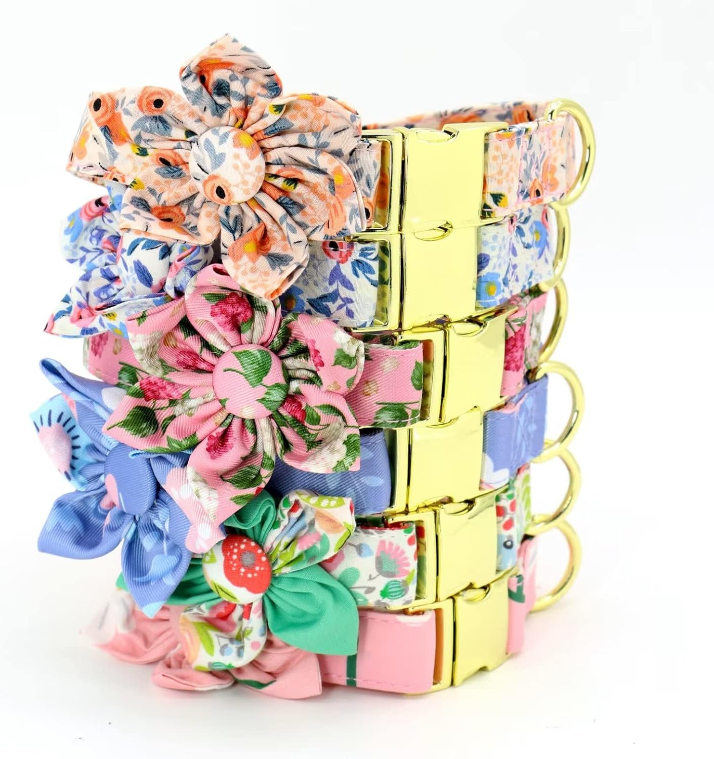 Beirui Lindo juego de collar y correa para perras hembras, collar floral de perro con flor para perros pequeños, medianos y grandes, talla XS cuello