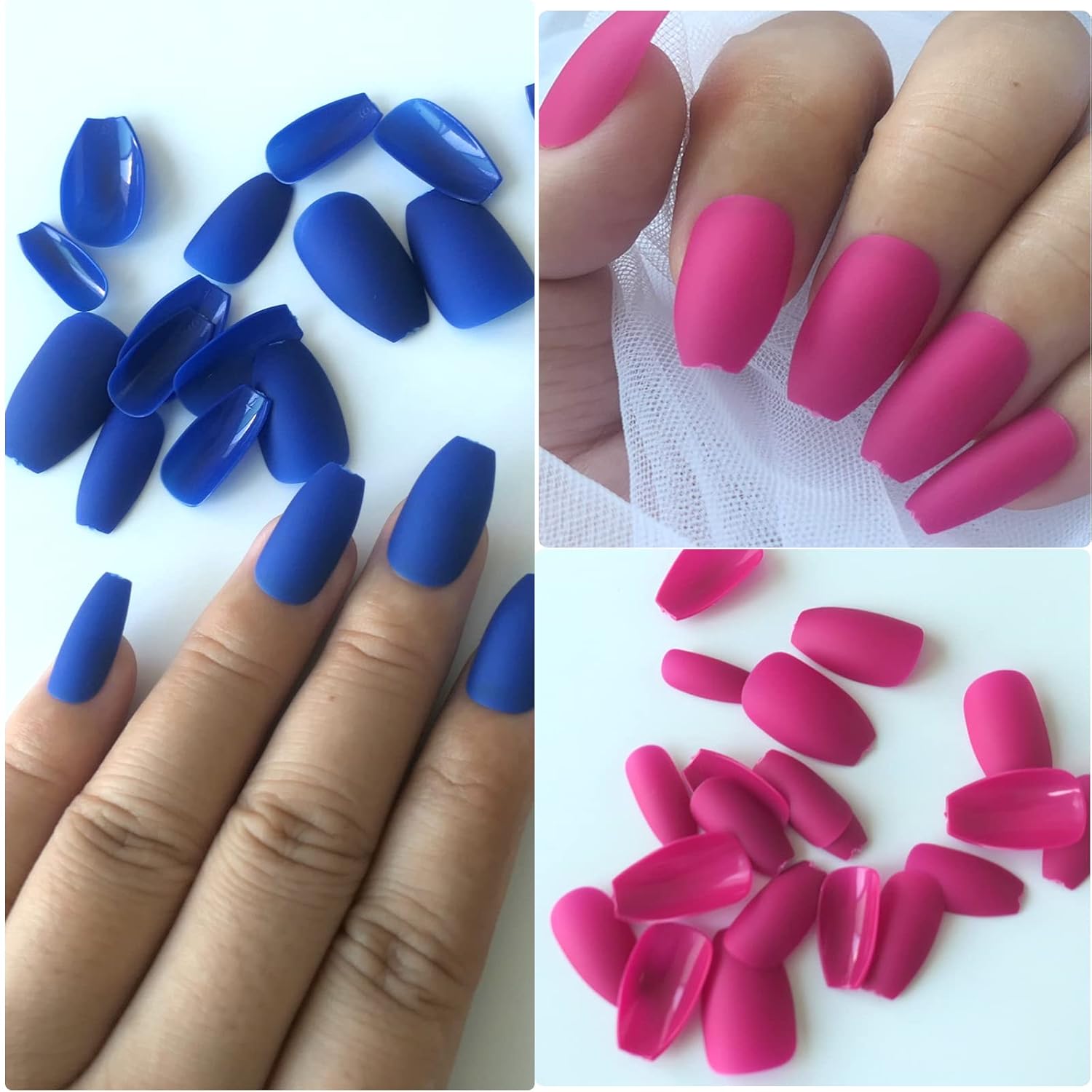 LoveOurHome 576 uñas postizas cortas a presión de ataúd, uñas postizas de color acrílico a presión, puntas de uñas postizas de cobertura completa,