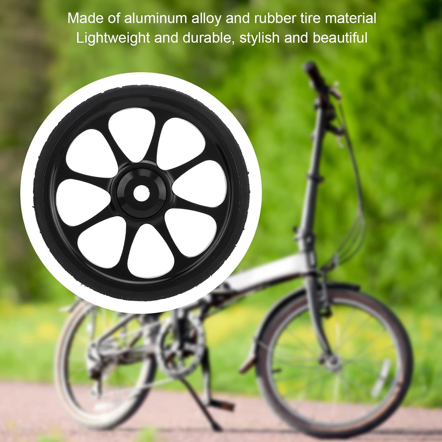 VGEBY Bicicleta plegable Easy Wheel, aleación de aluminio 3.228 in rodamiento ensanchado rueda fácil para Brompton 3sixty bicicleta plegable (negro)
