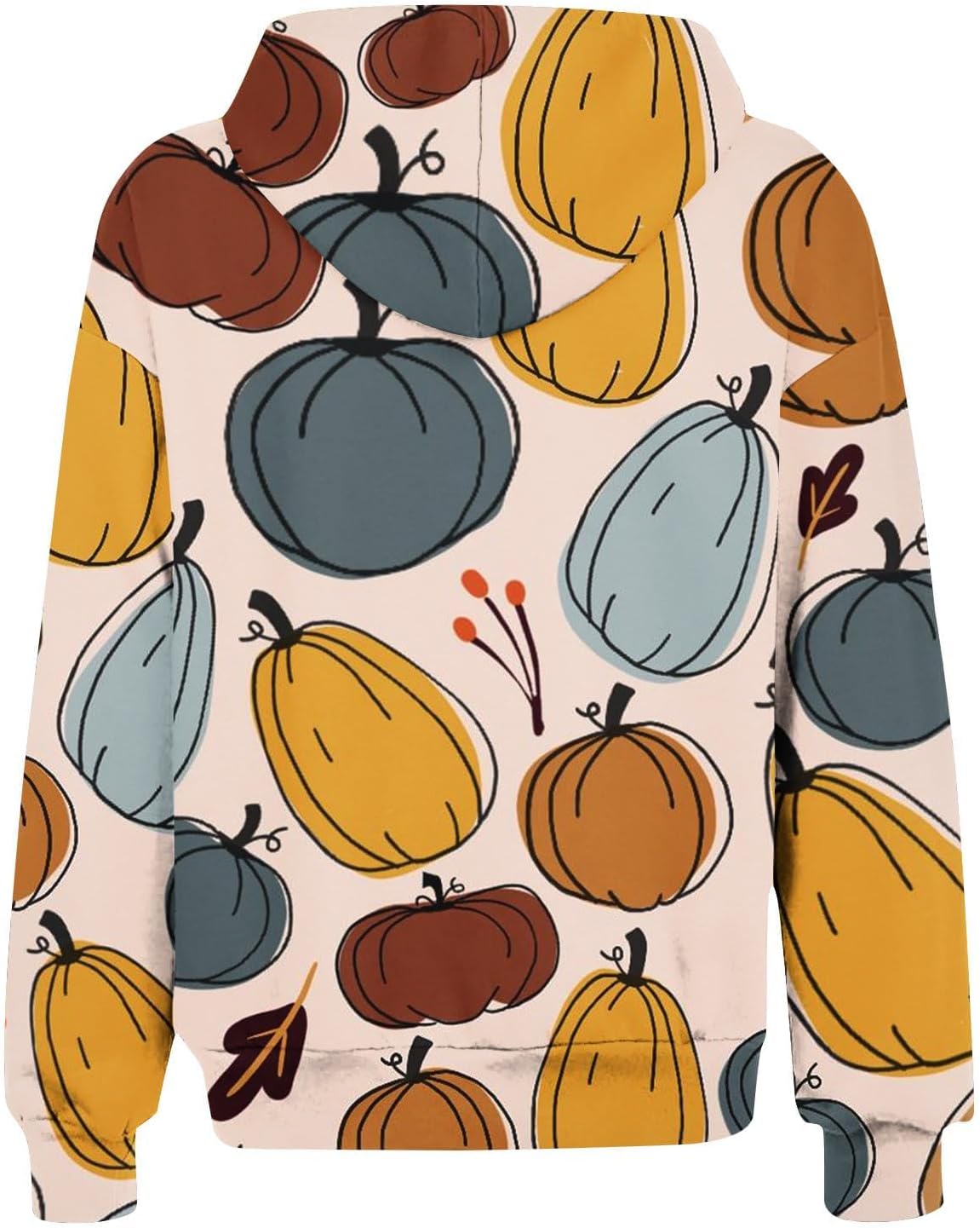 Chaqueta de Halloween con cremallera para mujer, con estampado de calabaza, linda sudadera de gran tamaño con cordón de ajuste de manga larga,