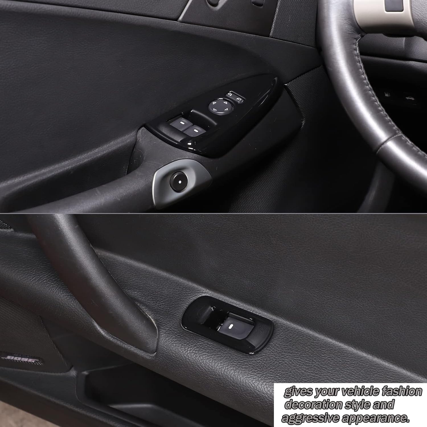 Marco de interruptor de elevación de vidrio compatible con Corvette C6 Z06 ZR1 2005-2013 botón de elevación de cristal de ventana de automóvil,