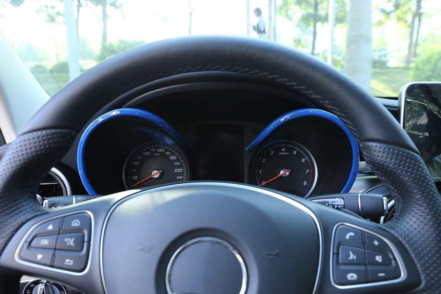 YIWANG ABS plástico tablero monitor borde marco ajuste 1 unid para Mercedes Benz GLC X253 C Clase W205 2015-2019 Auto Accesorios (azul)