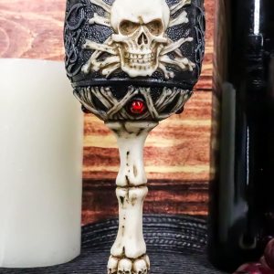Ebros Gift Árbol esquelético de la vida, cráneo, esqueleto, cruz, huesos, espinas y costillas con gemas rojas, pequeño de 6 pulgadas de alto, copa Ebros Gift Árbol esquelético de la vida, cráneo, esqueleto, cruz, huesos, espinas y costillas con gemas rojas, pequeño de 6 pulgadas de alto, copa