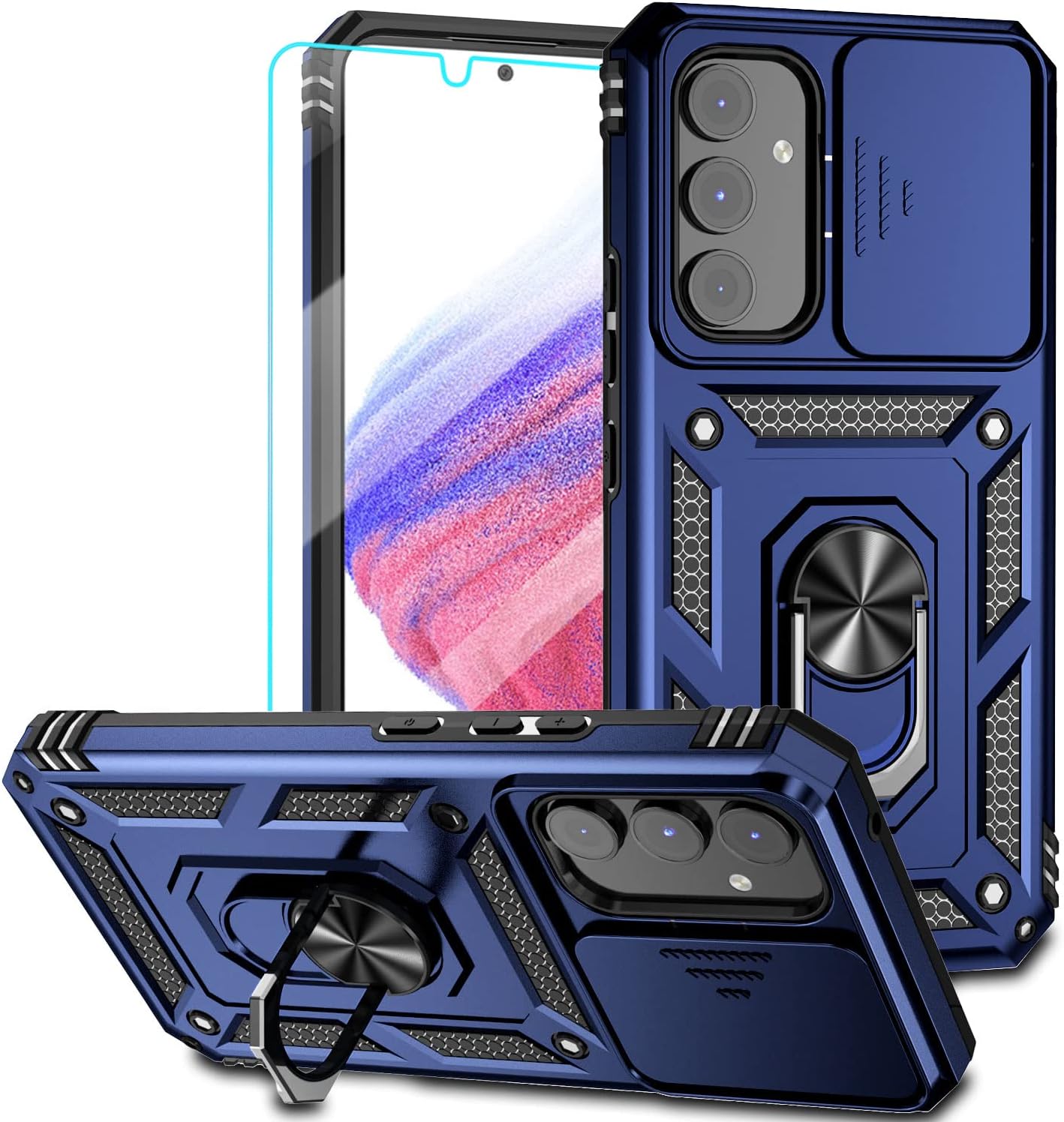 Funda para Samsung Galaxy A54 5G, Galaxy A54 5G con protector de pantalla y funda para cámara, grado militar 16 pies. Funda a prueba de caídas con