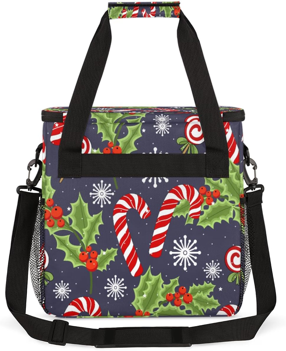 FengQuGou Bolsa de café de Navidad con diseño de hojas de acebo y bayas, bolsa de almacenamiento de viaje compatible con Keurig K-Mini o K-Mini Plus