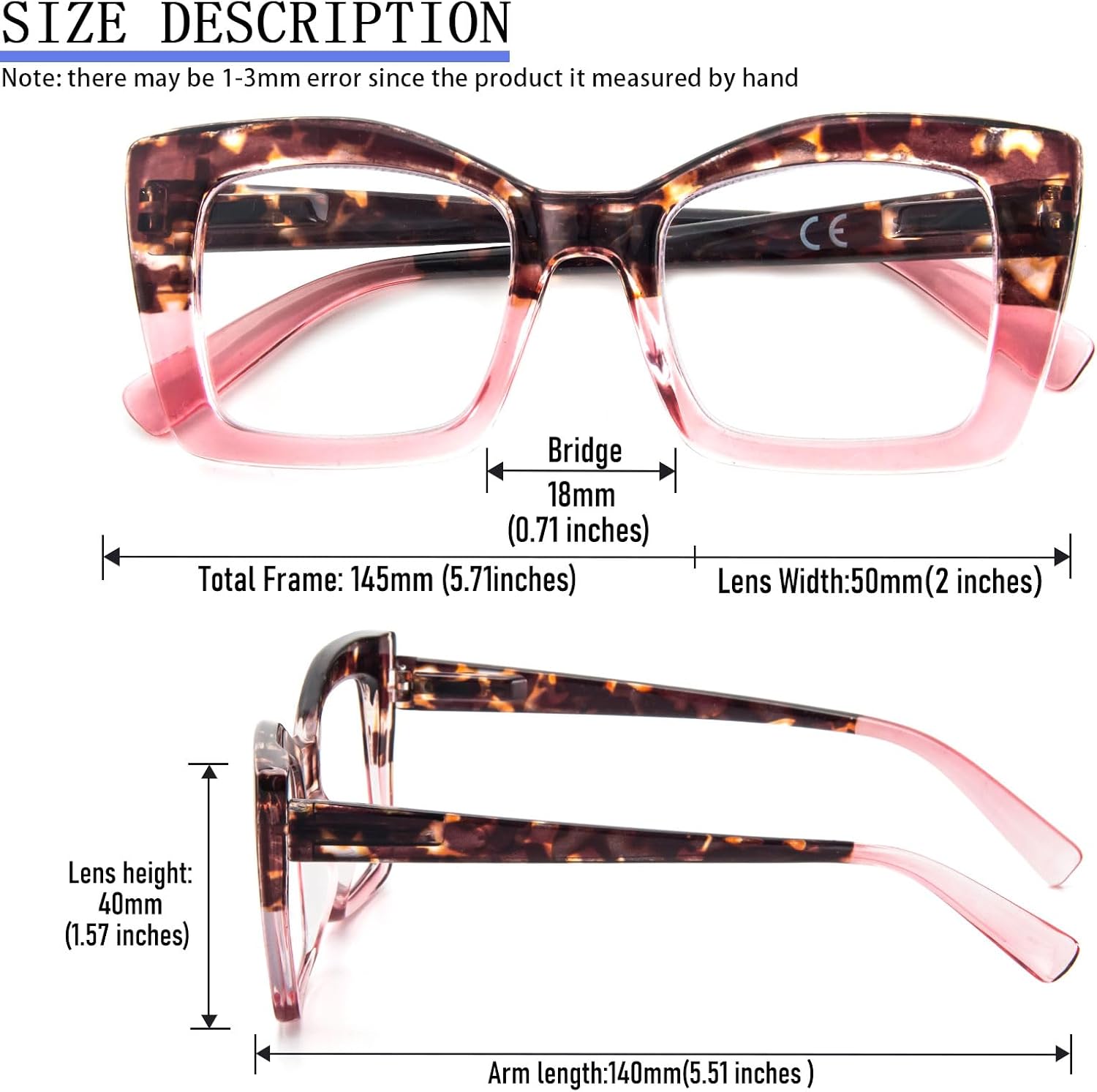 DXYXYO Lentes de lectura cuadrados de gran tamaño para mujer, bloqueo de luz azul, estilo Oprah, marco grueso, lectores con bisagra de resorte
