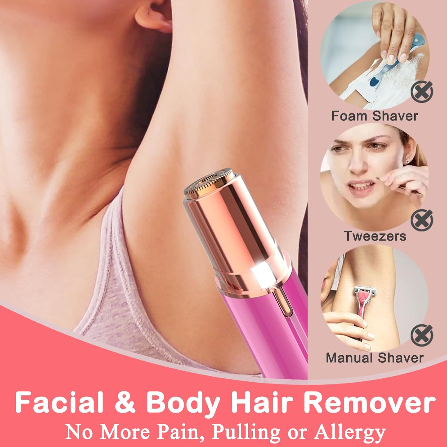Removedor de vello facial, afeitadora para mujeres, recargable por USB, IPX6, impermeable, para labios, cuerpo, brazos, bigotes, pelusa y barbilla