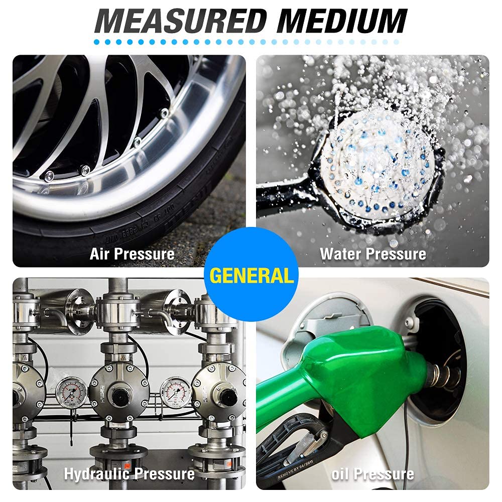 MEANLIN MEASURE Medidor de presión de 0  30 psi, esfera con cara NPT de 1.5 pulgadas con relleno de glicerina, acero inoxidable con relleno de