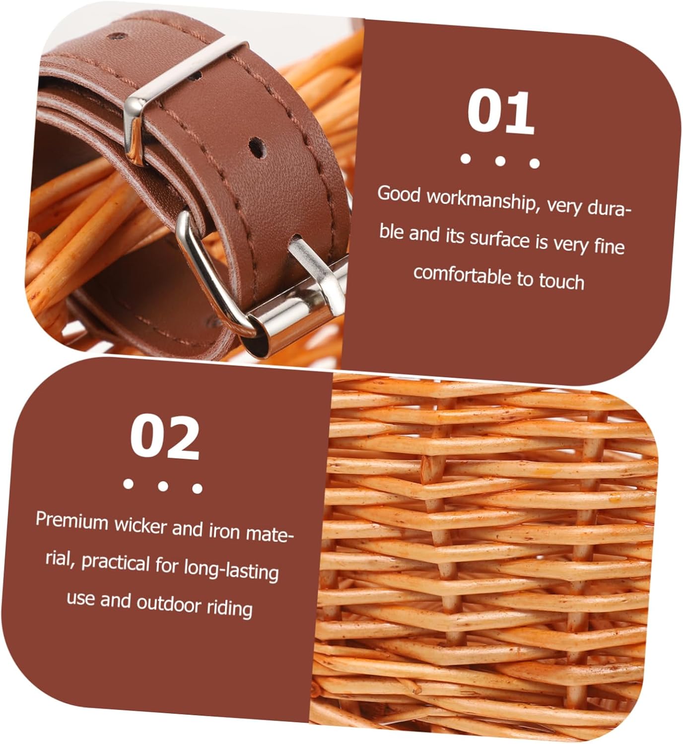 INOOMP Accesorios de bicicleta para niños, cesta de ratán, cesta delantera para bicicleta, cesta de bicicleta para niñas, cesta de mimbre tejida