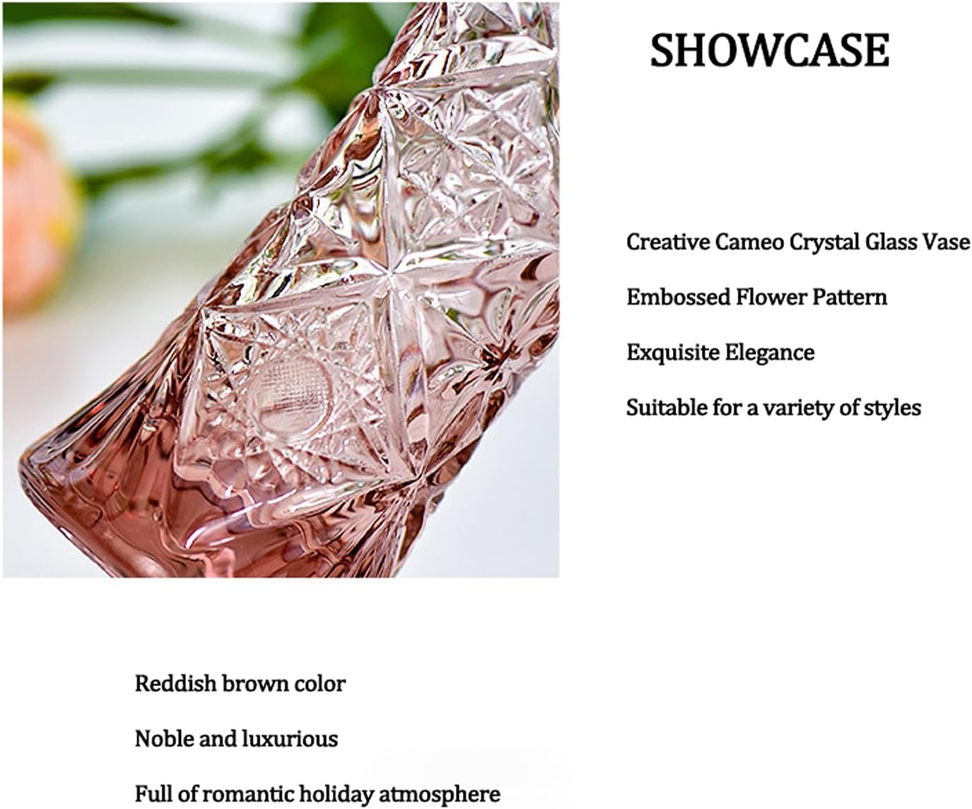 Florero de cristal transparente, diseño grueso para decoración del hogar, centros de mesa, boda, regalo de madres, 7.6 pulgadas de alto