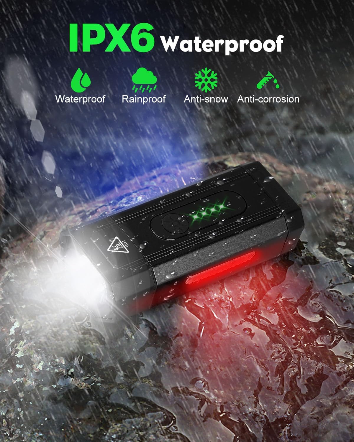 Victoper Bike Lights, High Lumen LED Dirt Bike Lights for Night Riding, Rechargeable Bike Light Front and Back, Mountain Bicycle Lights Set Front