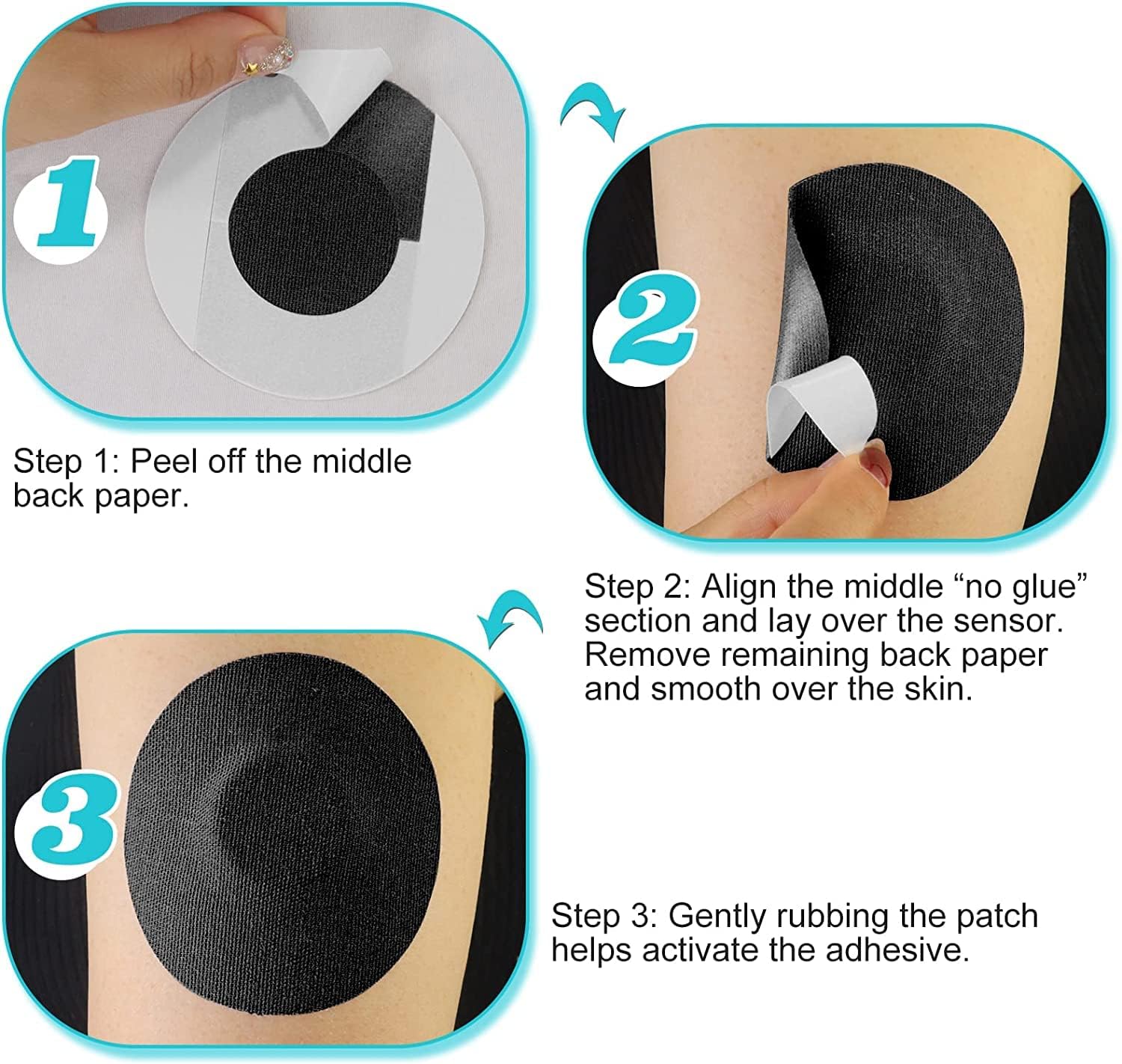 Cubiertas de sensor para Freestyle Libre, 30 parches adhesivos para sensor impermeables y a prueba de sudor, cinta de sobreparche para sensor CGM