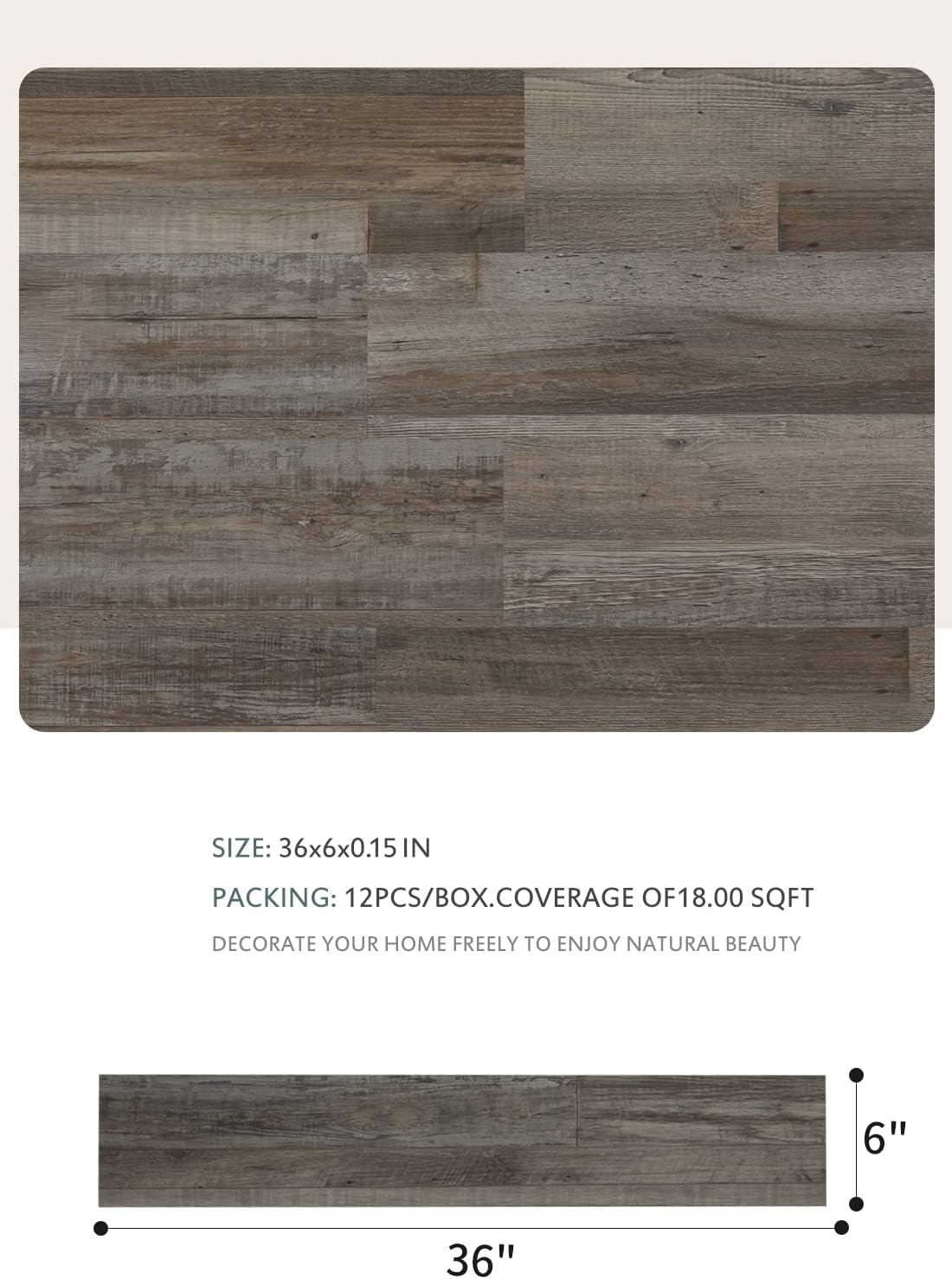 Tablones de vinilo para pared, paneles de vinilo autoadhesivos para paredes, fácil instalación (12 piezas18 pies cuadradoscaja), color gris claro