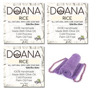 Barra de jabón de arroz, ahora con manteca de karité, vegana con aceite de oliva y aceite de coco, sin aceite de palma, hidratante e iluminadora Barra de jabón de arroz, ahora con manteca de karité, vegana con aceite de oliva y aceite de coco, sin aceite de palma, hidratante e iluminadora