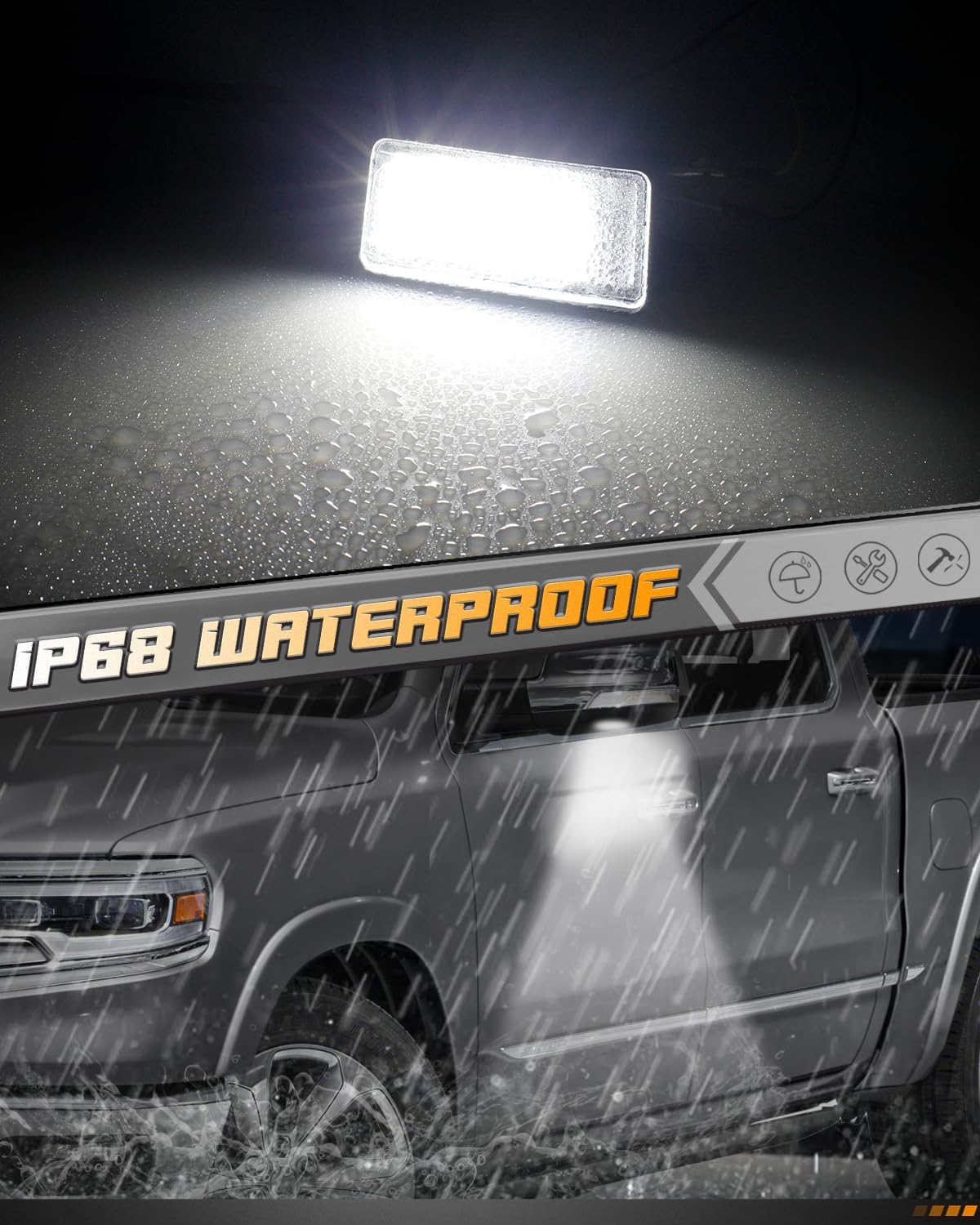 HERCOO 2 luces LED para espejo lateral, compatibles con Ram 1500 2019-2023, 6000 K, color blanco