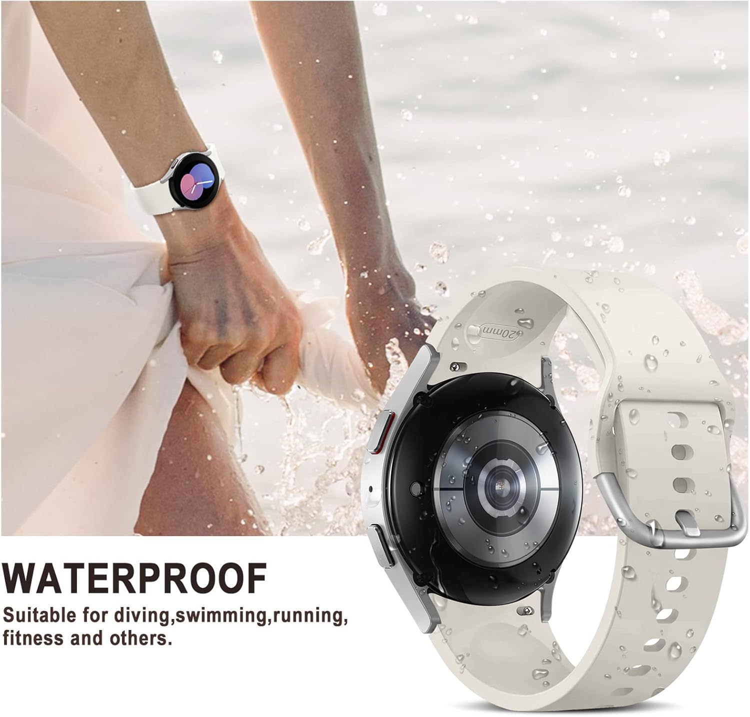 Correa de repuesto para reloj Galaxy 654, para Samsung Galaxy Watch 5 Pro de 1.772 in, 1.575 in, 1.732 in, correa deportiva de silicona suave,