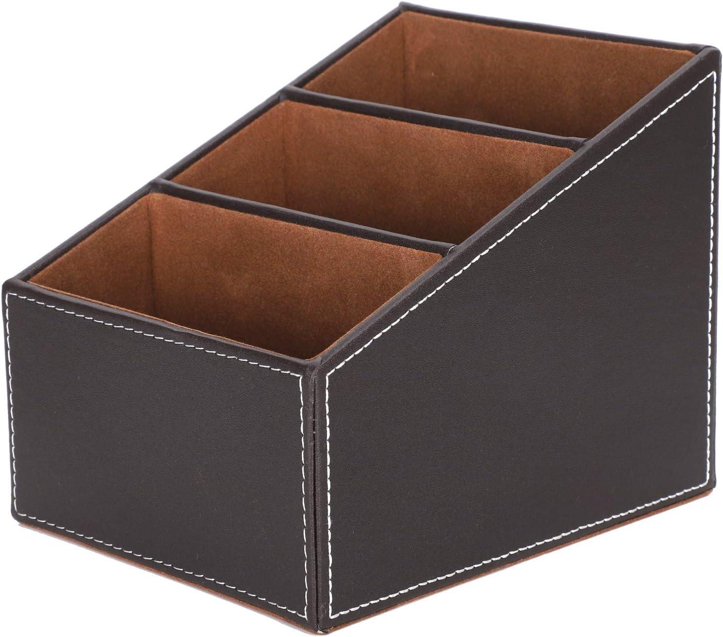 Caja de almacenamiento de cuero sintético para escritorio, papelería creativa, lindo papelería de oficina, organizador de negocios, suministros de 3